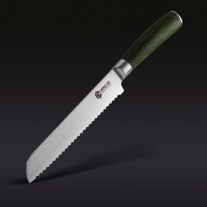 Hexclad Damascus Steel Serrated Bread Knife, 8"